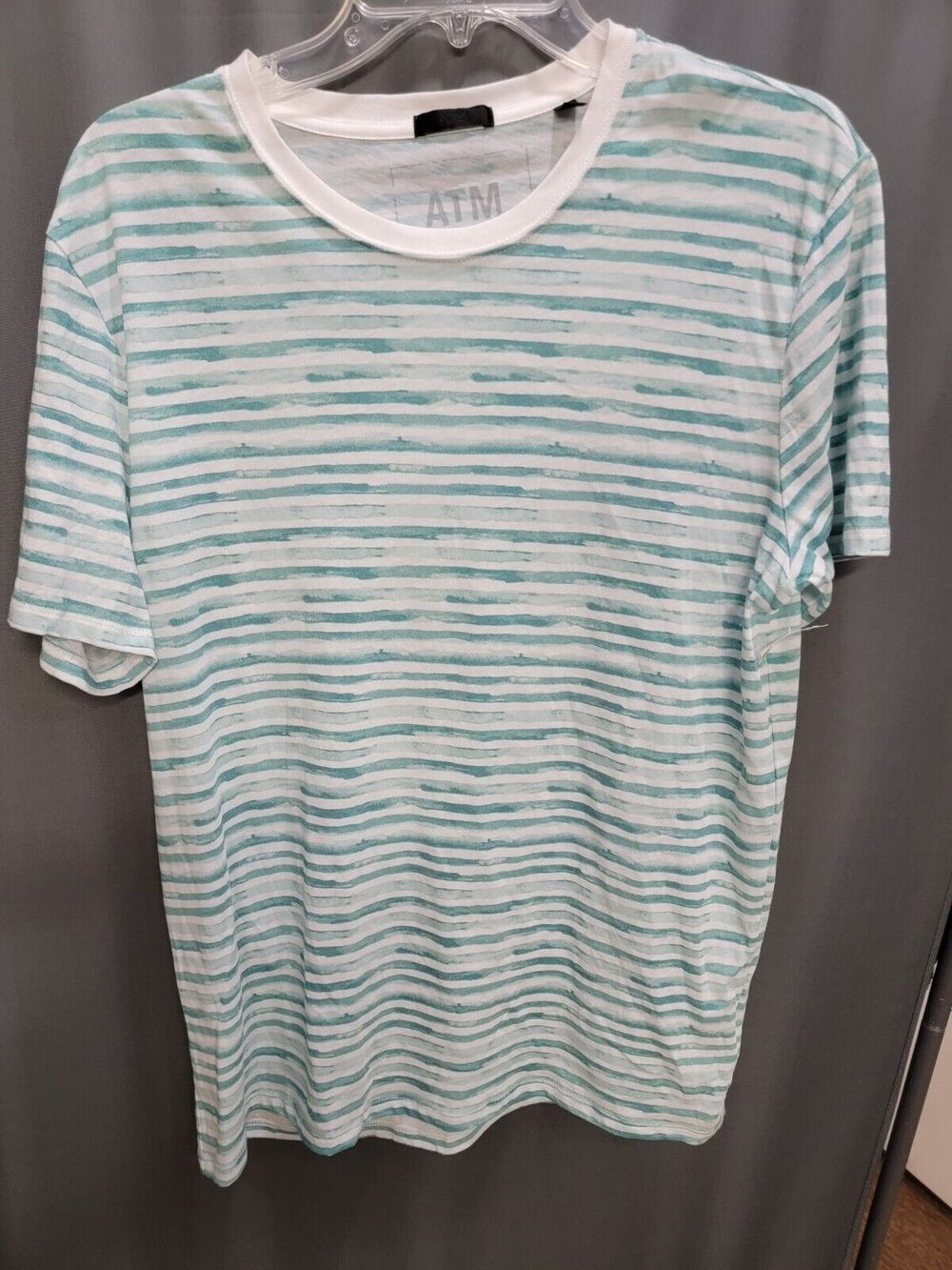 Urban Pipeline Crew Neck T Shirt Light Green Stripes Surfer Style 🔥B27 5